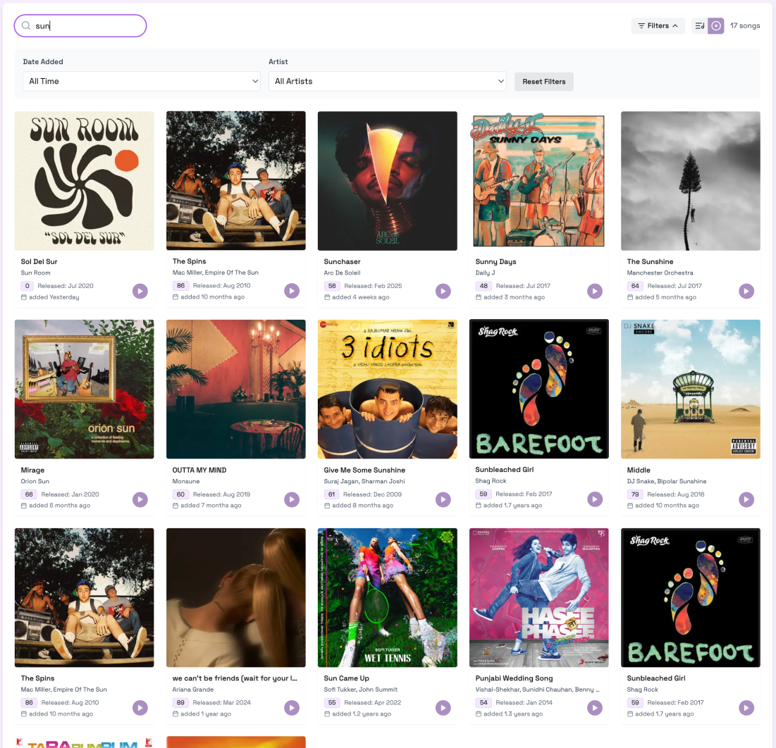 Playlist analytics main view